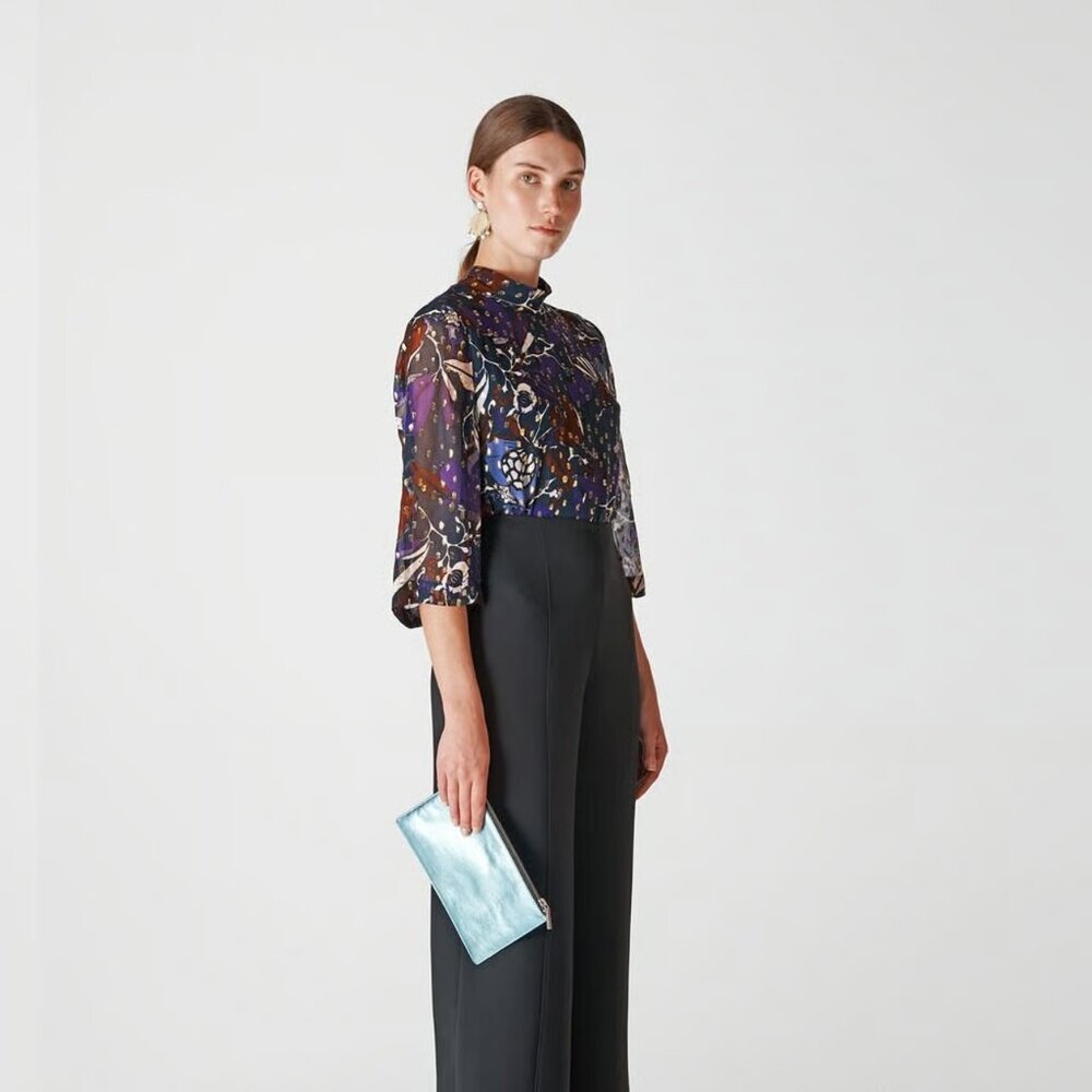 WHISTLES Montrose Dobby Silk Mix Top